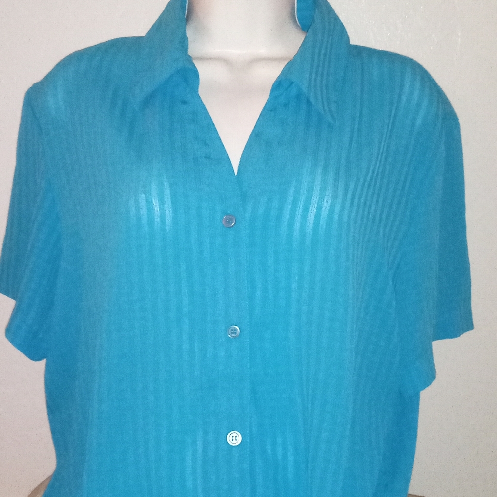 Women's Blue Button-Up Top Size Extra Large